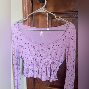 PacSun Purple Flower Long Sleeve, Size XS